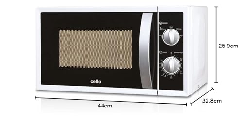 Cello 800W 20L Microwave Oven, 5 Heating Levels, Basic White