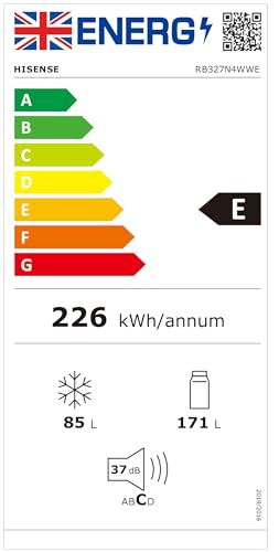 Hisense RB327N4WWE 55cm Fridge Freezer, 251L, Non-plumbed Dispenser