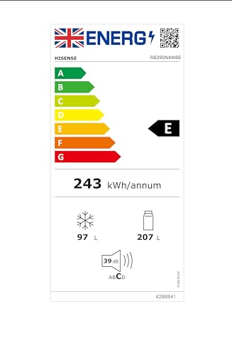 Hisense RB327N4WWE 55cm Fridge Freezer, 251L, Non-plumbed Dispenser