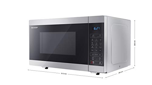 SHARP 28L Digital Microwave - 900W Grill, 11 Power Levels, Silver