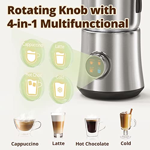 LCD Electric Milk Frother, 4-in-1, 500ML, Stainless Steel