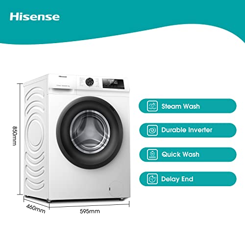 Hisense WFQA1014EVJM 10kg Freestanding Washing Machine - White