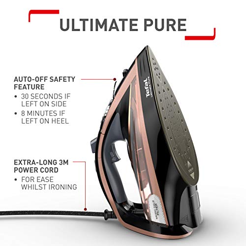 Tefal Ultimate Pure Steam Iron - 260g/min Steam, 3100W,Black/Rose Gold