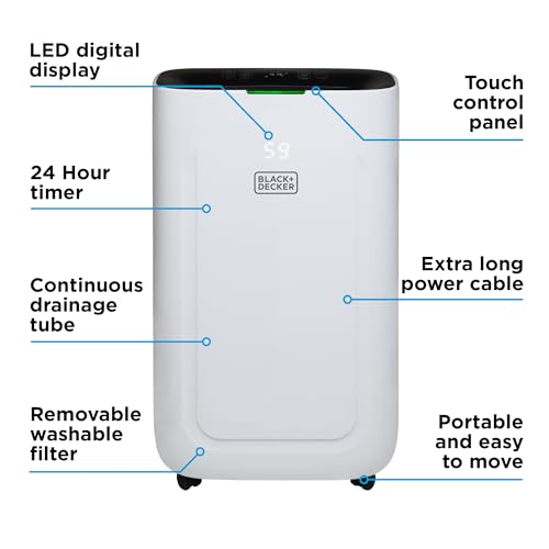 BLACK+DECKER 20L Dehumidifier | 4-in-1 | LED Display | White