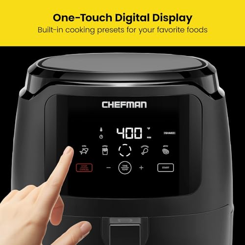 Chefman Digital Air Fryer, 4.75L Family Size, 1300W, Black