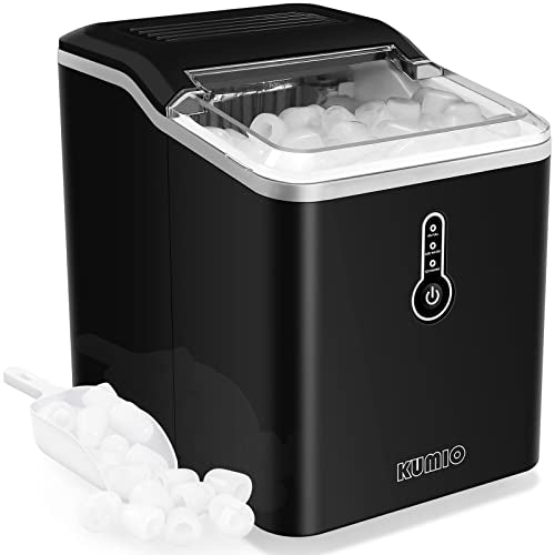 KUMIO Ice Maker Countertop, 12kg/24h, 9 Bullet Ice, Portable, Black