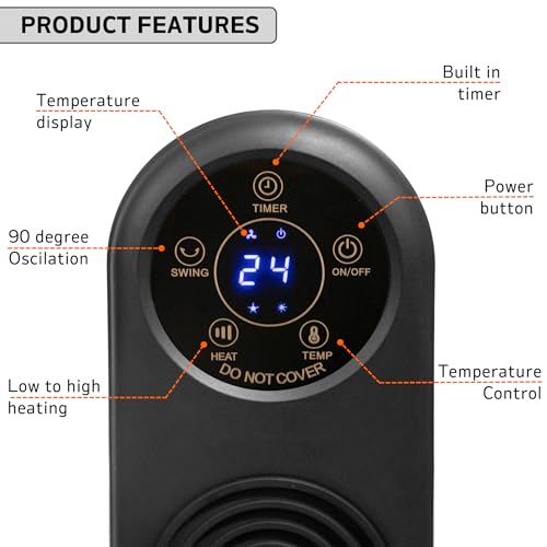 Nuovva Tower Halogen Heater - Silent Oscillating Fan