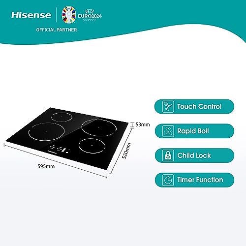 Hisense HI6401BSC Built-in Induction Hob, Black, 7200W