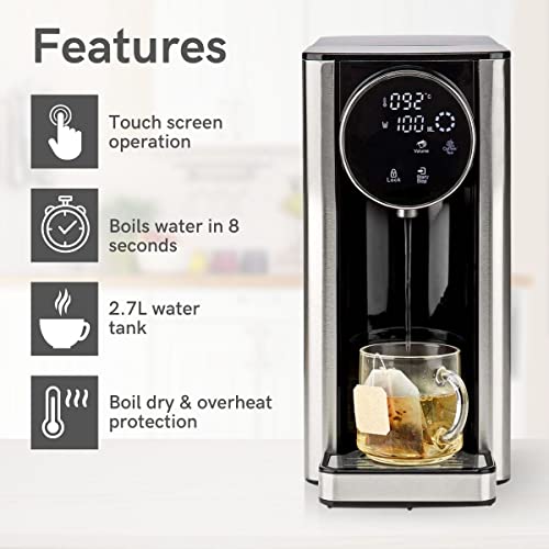 Instant Hot Water Dispenser, 2.7L Tank, 2600W, Variable Temperature