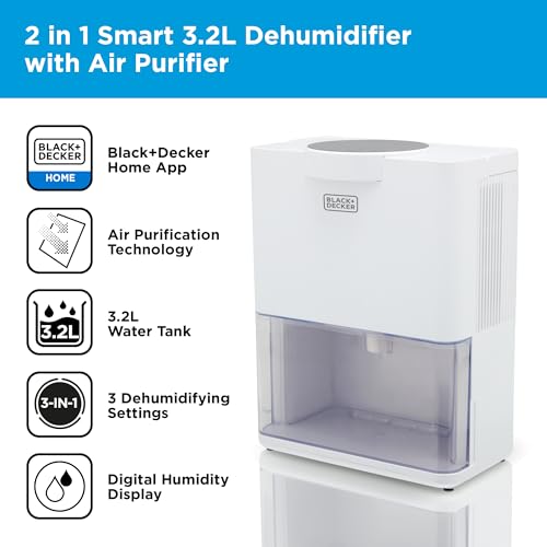 BLACK+DECKER 20L Dehumidifier | 4-in-1 | LED Display | White