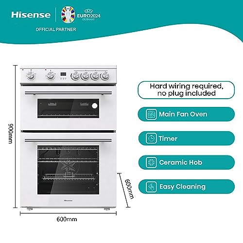 Hisense HDE3211BBUK 60cm Electric Cooker with Ceramic Hob-Black