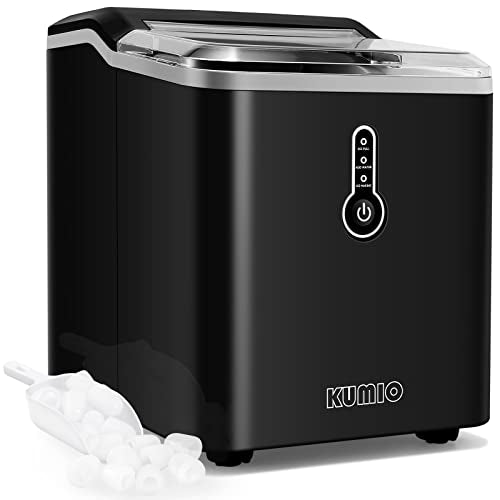 KUMIO Ice Maker Countertop, 12kg/24h, 9 Bullet Ice, Portable, Black