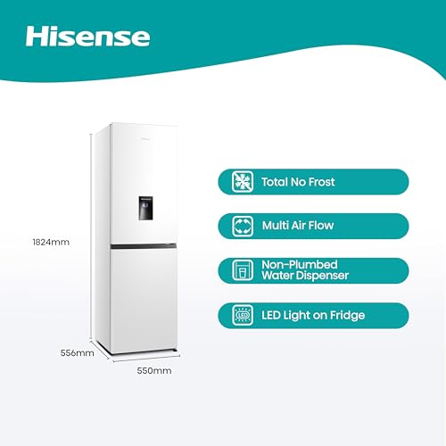 Hisense RB327N4WWE 55cm Fridge Freezer, 251L, Non-plumbed Dispenser