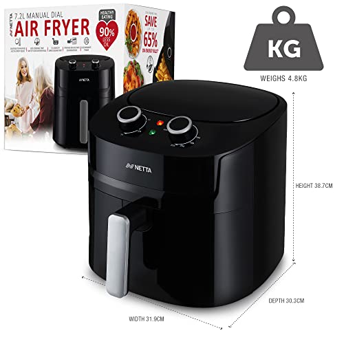 NETTA 8L Dual Basket Air Fryer Digital Smart Programmes, XL Size Black