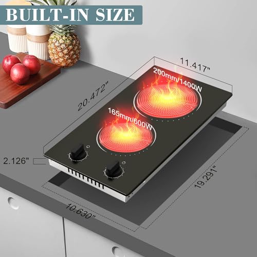 Hobsir 60cm Ceramic Electric Hob - Touch Control, 4 Zones, 6000W