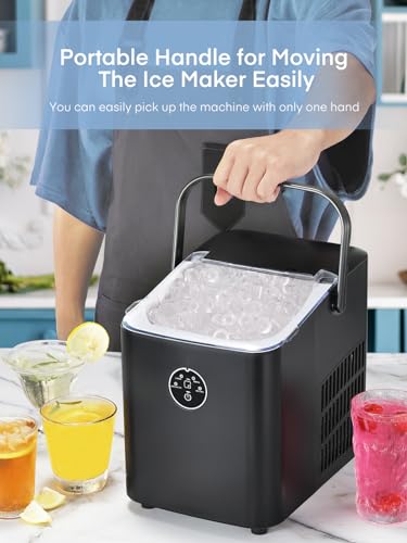 FOHERE Countertop Ice Maker - 28Lbs/24Hrs, 6 Mins, Self-Cleaning