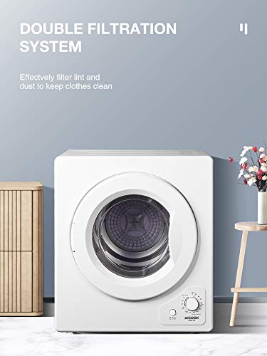 FOHERE 4KG 1200W Vented Tumble Dryer with Sensor Dry, White