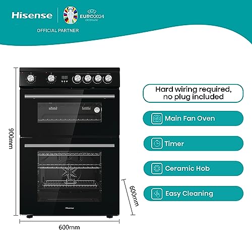 Hisense HDE3211BBUK 60cm Electric Cooker with Ceramic Hob-Black