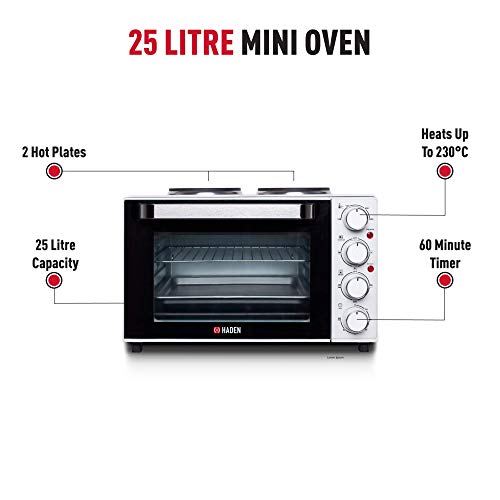 Haden 25L Mini Oven with Grill, Hot Plates - 1400W Electric Cooker