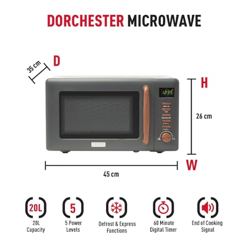 Dorchester 800w Grey Microwave Oven - 5 Power Levels