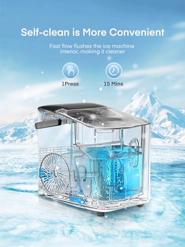 FOHERE Countertop Ice Maker - 28Lbs/24Hrs, 6 Mins, Self-Cleaning