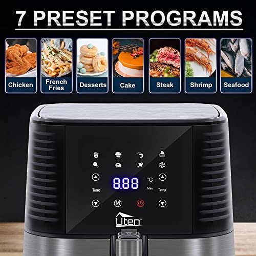 Uten 10L Digital Air Fryer Oven: 12 Preset Menus, LED Touch