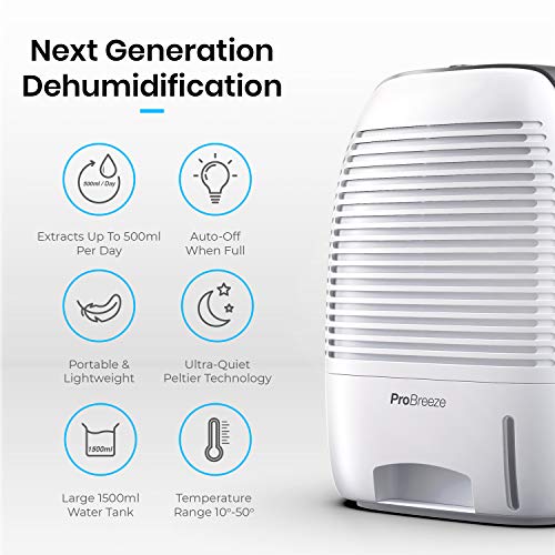 Pro Breeze 1500ml Dehumidifier: Premium Home, Office, Caravan