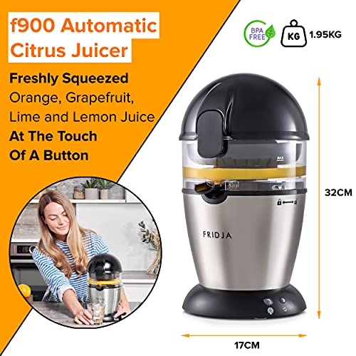 Fridja f900 Citrus Juicer: One-Button Operation, Stainless Steel