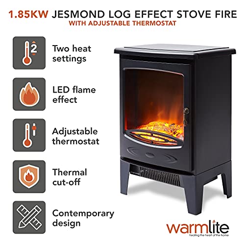 Warmlite WL46022 Elmswell Contemporary Stove: 2000W, Black