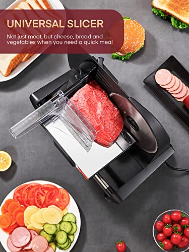 FOHERE Electric Meat Slicer - 200W, 2 Stainless Steel Blades