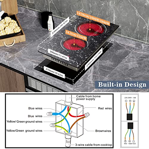 Hobsir 60cm Ceramic Electric Hob - Touch Control, 4 Zones, 6000W