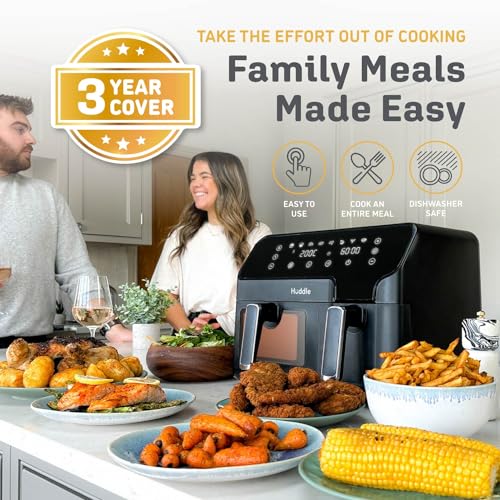 Huddle 8.5L Dual Basket Air Fryer - Energy Saving, Dishwasher Safe