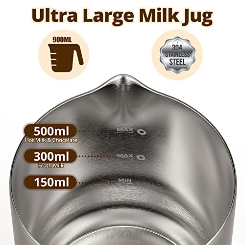 LCD Electric Milk Frother, 4-in-1, 500ML, Stainless Steel