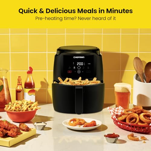 Chefman Digital Air Fryer, 4.75L Family Size, 1300W, Black