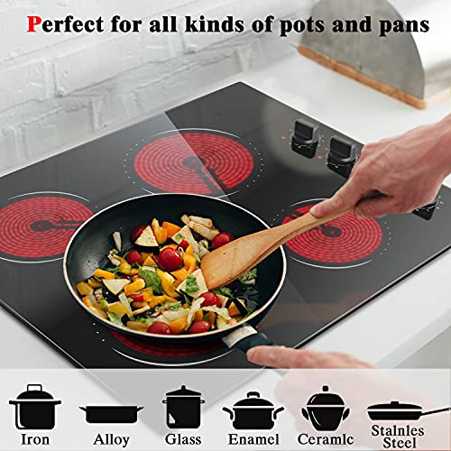 Hobsir 60cm Ceramic Electric Hob - Touch Control, 4 Zones, 6000W