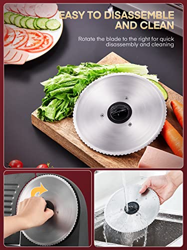 FOHERE Electric Meat Slicer - 200W, 2 Stainless Steel Blades