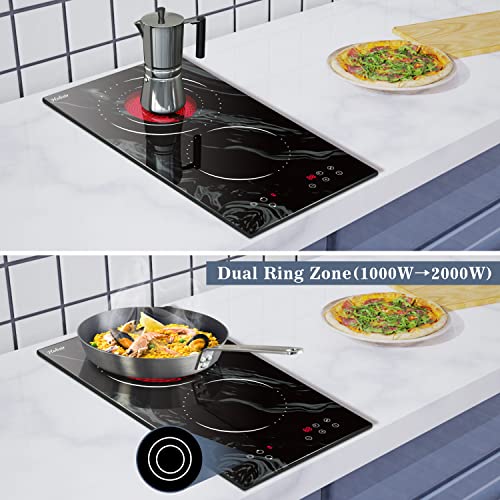 Hobsir 60cm Ceramic Electric Hob - Touch Control, 4 Zones, 6000W