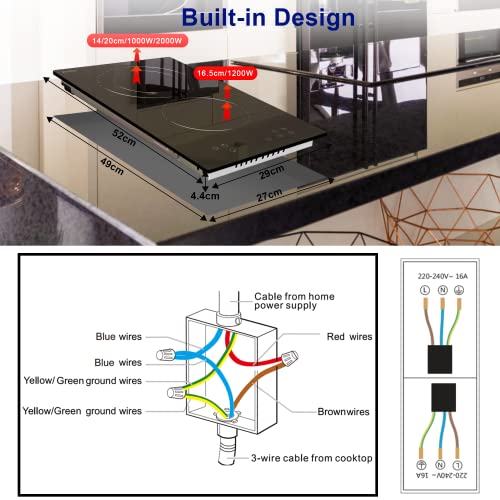 Hobsir 60cm Ceramic Electric Hob - Touch Control, 4 Zones, 6000W