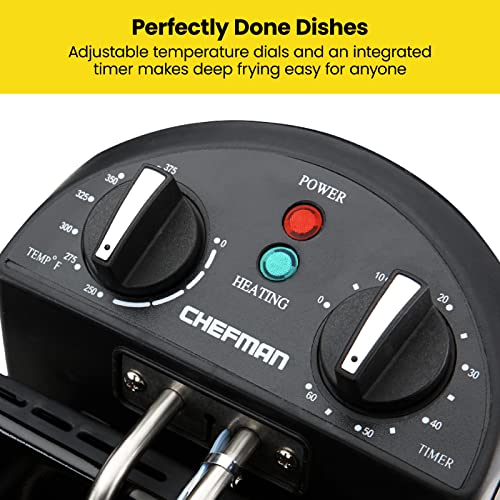 Chefman 4.3L Deep Fat Fryer, XL Jumbo Size, Adjustable Timer