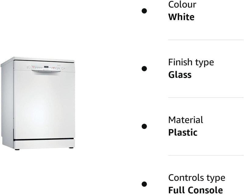 Bosch SMS2ITW08G Dishwasher, 12 Place Settings, White, Freestanding