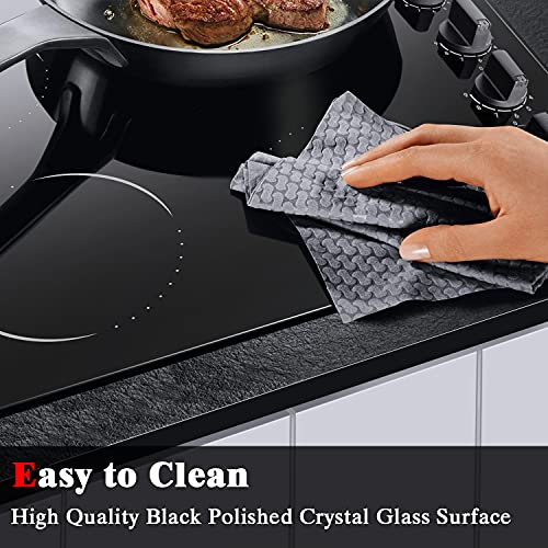 Hobsir 60cm Ceramic Electric Hob - Touch Control, 4 Zones, 6000W