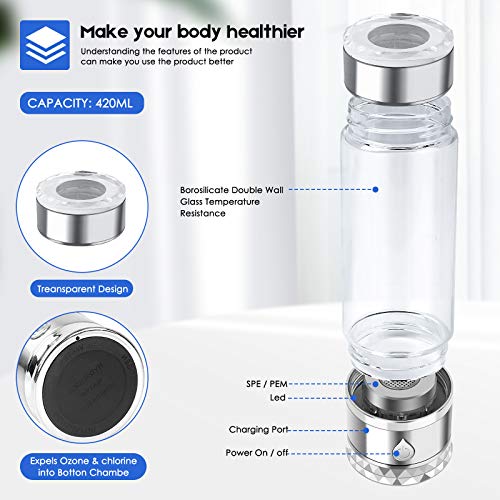 N.P Hydrogen Water Bottle Generator with Dual Chamber,PEM and SPE Tech