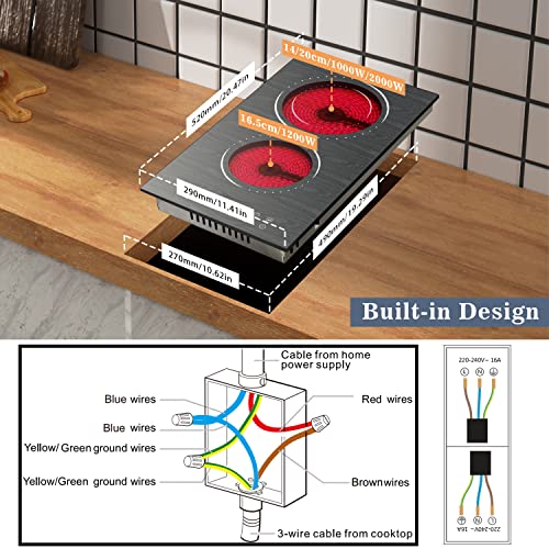 Hobsir 60cm Ceramic Electric Hob - Touch Control, 4 Zones, 6000W