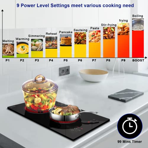 Hobsir 60cm Ceramic Electric Hob - Touch Control, 4 Zones, 6000W