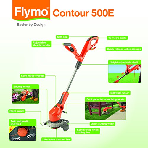 Flymo Contour 500E Grass Trimmer - 500W, 25cm Cutting Width