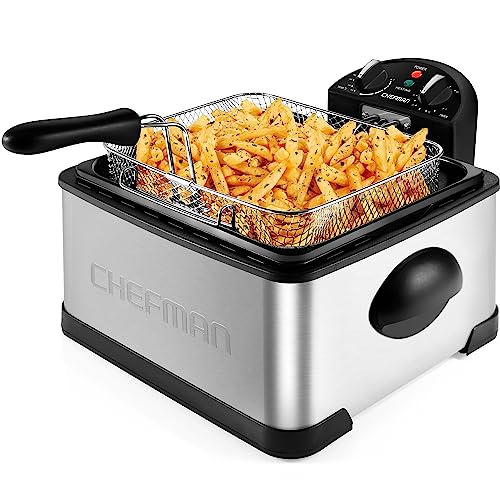 Chefman 4.3L Deep Fat Fryer, XL Jumbo Size, Adjustable Timer