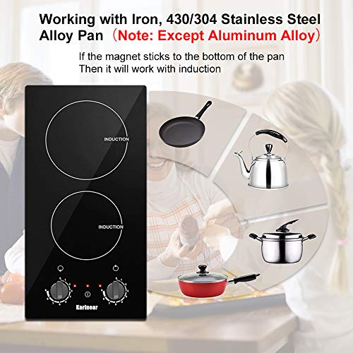 Karinear 60cm Induction Hob, 4 Zones, Touch Control, Black Glass