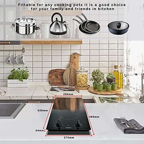 Karinear 60cm Induction Hob, 4 Zones, Touch Control, Black Glass