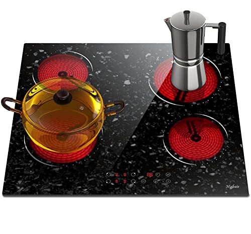 Hobsir 60cm Ceramic Electric Hob - Touch Control, 4 Zones, 6000W