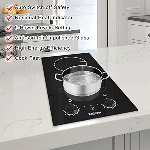 Karinear 60cm Induction Hob, 4 Zones, Touch Control, Black Glass